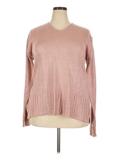 Pre-owned Carolyn Taylor Long Sleeve Top Pink Crew Neck Tops