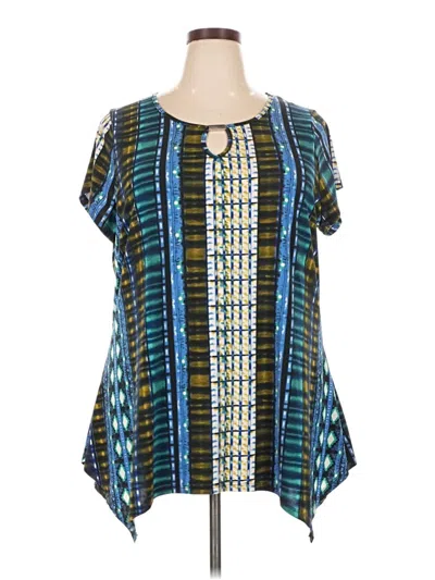 Pre-owned Carolyn Taylor Short Sleeve Blouse In Teal
