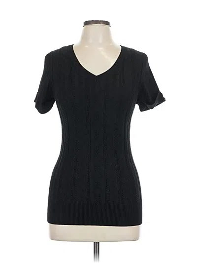 Pre-owned Carolyn Taylor Short Sleeve Top Black V Neck Tops