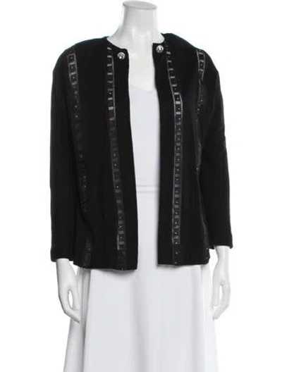 Pre-owned Carolyne Roehm Cardigan Cashmere Jacket In Black