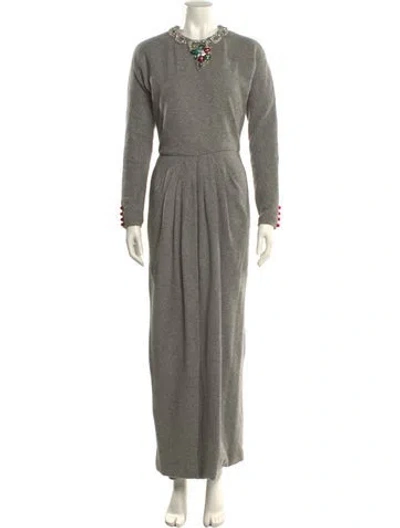 Pre-owned Carolyne Roehm Cashmere Long Dress In Gray