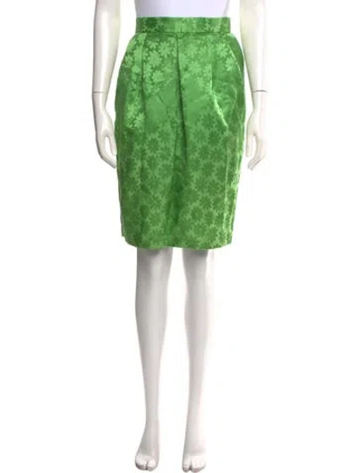 Pre-owned Carolyne Roehm Floral Print Knee-length Skirt In Green