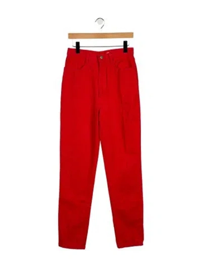 Pre-owned Carolyne Roehm High-rise Straight Leg Jeans In Red