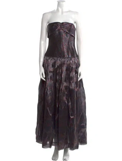Pre-owned Carolyne Roehm Printed Long Dress In Purple