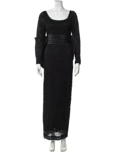 Pre-owned Carolyne Roehm Scoop Neck Long Dress In Black