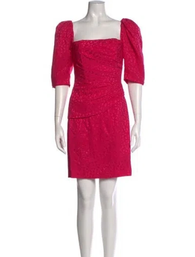 Pre-owned Carolyne Roehm Square Neckline Mini Dress In Pink