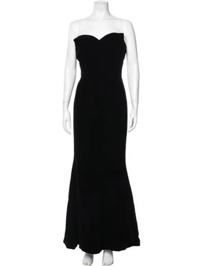 Pre-owned Carolyne Roehm Strapless Long Dress In Black