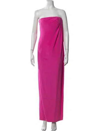Pre-owned Carolyne Roehm Strapless Long Dress In Pink