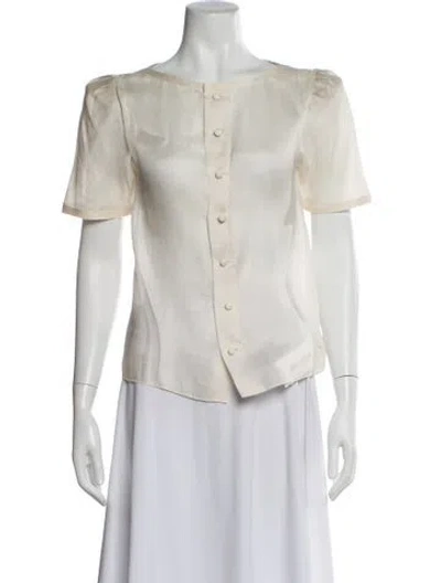 Pre-owned Carolyne Roehm Vintage 1980's Blouse In White