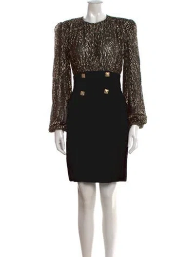 Pre-owned Carolyne Roehm Vintage Knee-length Dress In Black