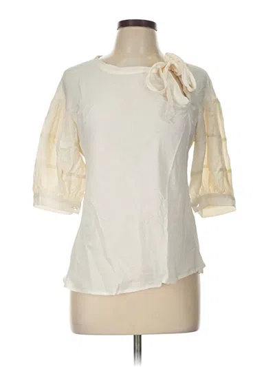 Pre-owned Caron Callahan 3/4 Sleeve Blouse In Ivory