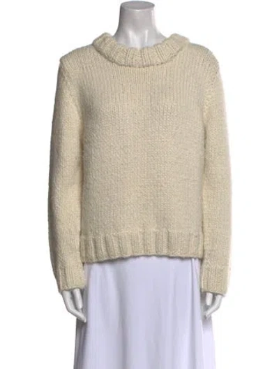 Pre-owned Caron Callahan Alpaca Crew Neck Sweater In Neutral