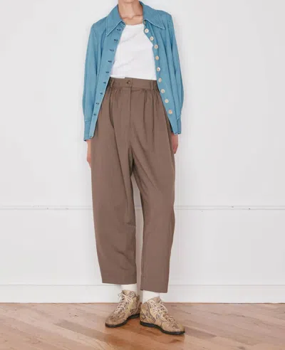 Caron Callahan Brandon Pants In Mushroom Wool In Brown