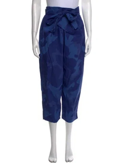 Pre-owned Caron Callahan Camouflage Print Wide Leg Pants In Blue