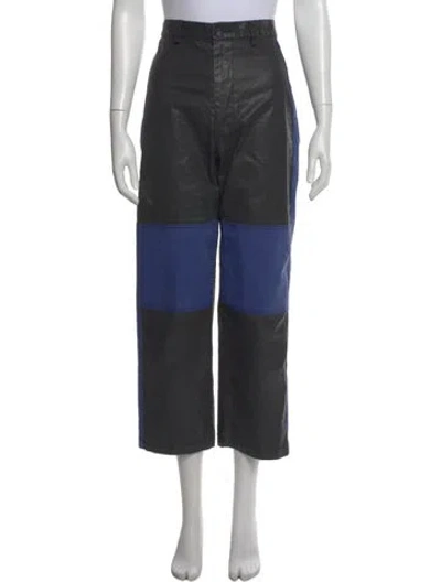 Pre-owned Caron Callahan Colorblock Pattern Wide Leg Pants In Black