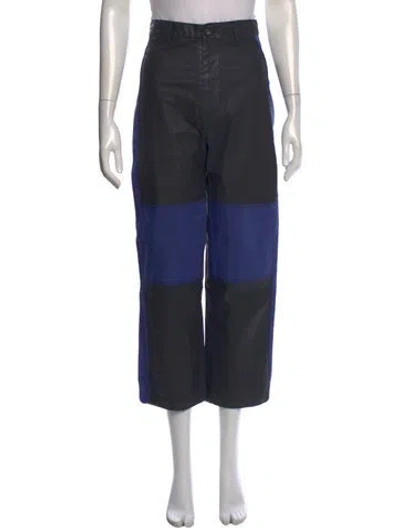 Pre-owned Caron Callahan Colorblock Pattern Wide Leg Pants In Multi