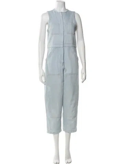 Pre-owned Caron Callahan Crew Neck Jumpsuit In Blue