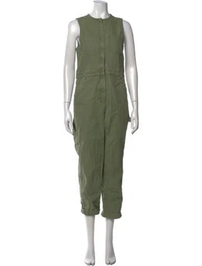 Pre-owned Caron Callahan Crew Neck Jumpsuit In Green