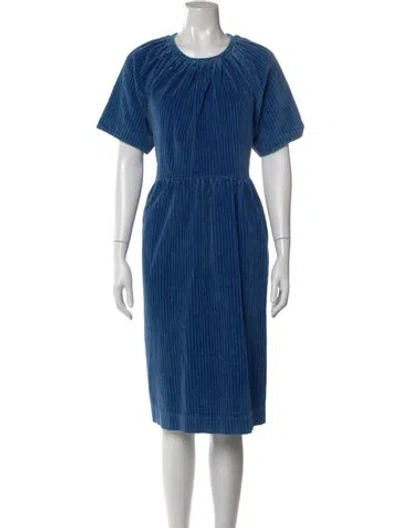 Pre-owned Caron Callahan Crew Neck Knee-length Dress In Blue