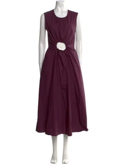 Pre-owned Caron Callahan Crew Neck Long Dress In Burgundy