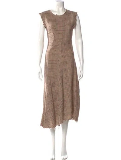 Pre-owned Caron Callahan Crew Neck Long Dress In Neutral