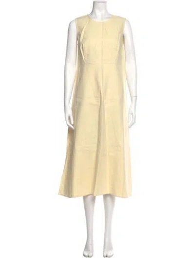 Pre-owned Caron Callahan Crew Neck Long Dress In Yellow