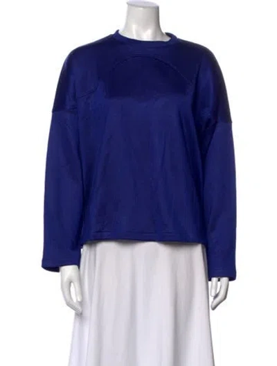 Pre-owned Caron Callahan Crew Neck Long Sleeve Top In Blue