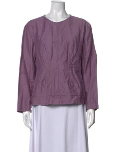 Pre-owned Caron Callahan Crew Neck Long Sleeve Top In Purple