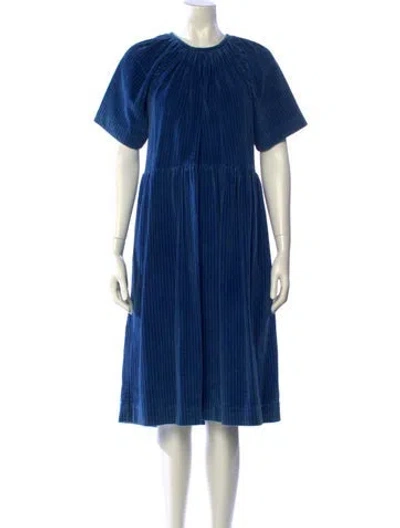 Pre-owned Caron Callahan Crew Neck Midi Length Dress In Blue