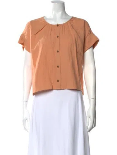 Pre-owned Caron Callahan Crew Neck Short Sleeve Top In Orange
