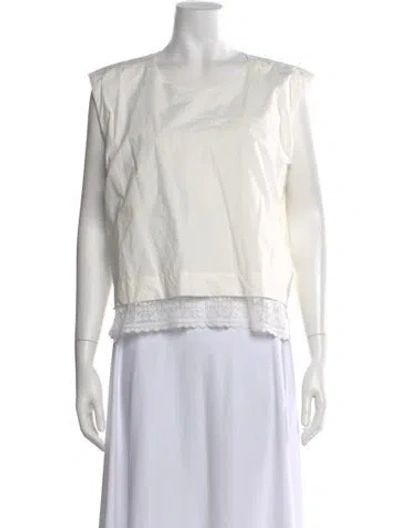 Pre-owned Caron Callahan Crew Neck Sleeveless Top In White