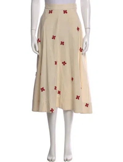 Pre-owned Caron Callahan Floral Print Midi Length Skirt In Neutral