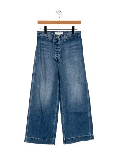 Pre-owned Caron Callahan High-rise Wide Leg Jeans In Blue