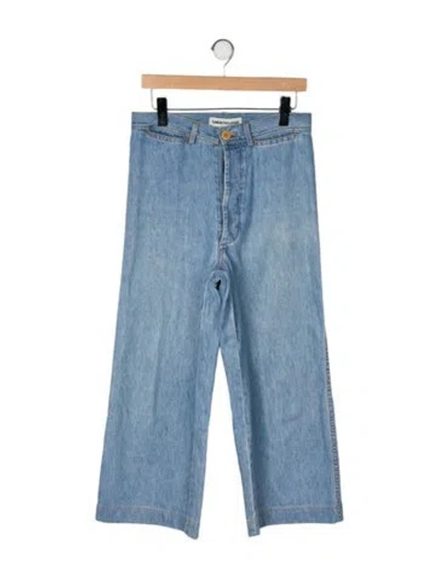 Pre-owned Caron Callahan High-rise Wide Leg Jeans In Blue