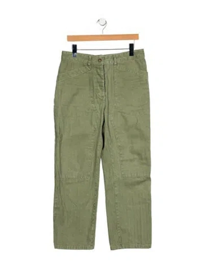 Pre-owned Caron Callahan High-rise Wide Leg Jeans In Green