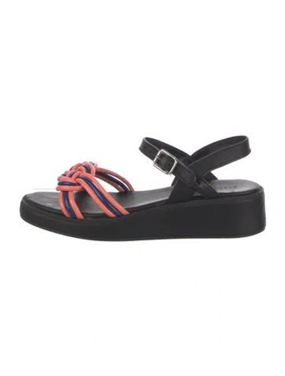 Pre-owned Caron Callahan Leather Printed Slingback Sandals In Pink