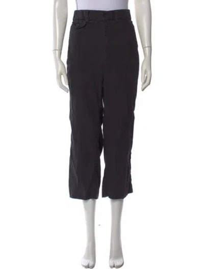 Pre-owned Caron Callahan Linen Wide Leg Pants In Black