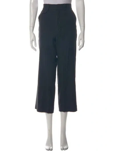 Pre-owned Caron Callahan Linen Wide Leg Pants In Green
