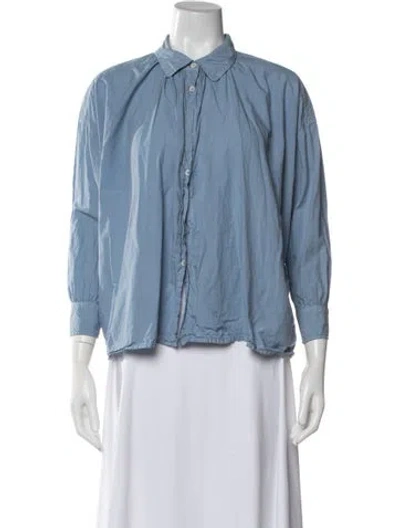 Pre-owned Caron Callahan Long Sleeve Blouse In Blue