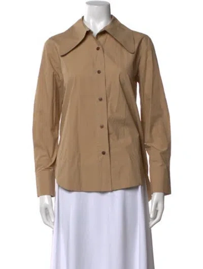 Pre-owned Caron Callahan Long Sleeve Button-up Top In Neutrals