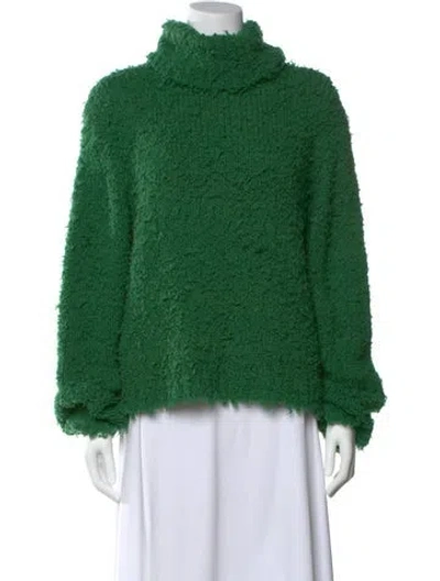 Pre-owned Caron Callahan Merino Wool Turtleneck Sweater In Green