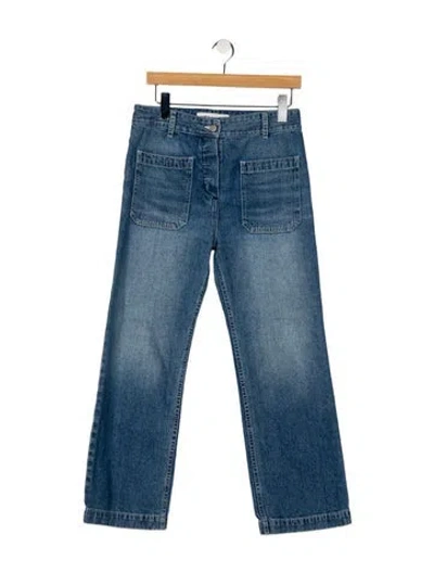 Pre-owned Caron Callahan Mid-rise Wide Leg Jeans In Blue