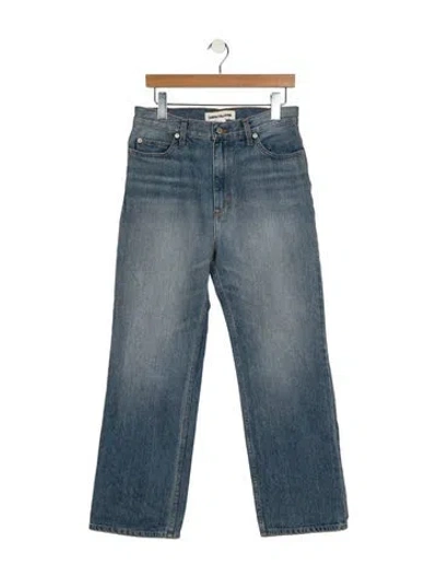 Pre-owned Caron Callahan Mid-rise Wide Leg Jeans In Blue