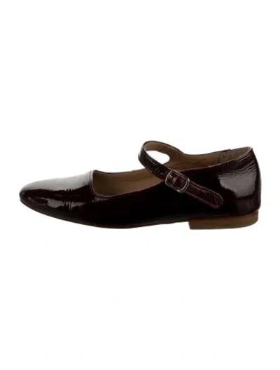 Pre-owned Caron Callahan Patent Leather Mary Jane Flats In Brown