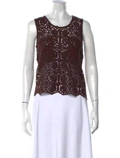Pre-owned Caron Callahan Patterned Crew Neck Sweater In Brown