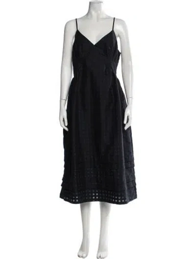 Pre-owned Caron Callahan Patterned Midi Length Dress W/ Tags In Black