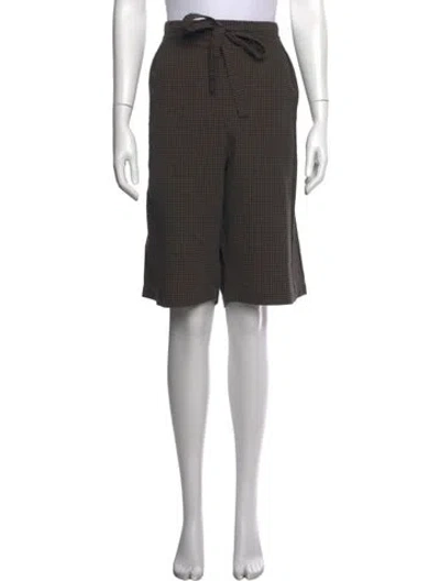 Pre-owned Caron Callahan Plaid Print Knee-length Shorts In Multicolor