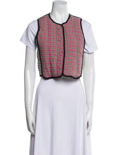 Pre-owned Caron Callahan Plaid Print Vest W/ Tags In Multi
