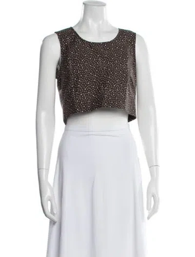 Pre-owned Caron Callahan Polka Dot Print Crew Neck Crop Top In White