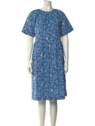 Pre-owned Caron Callahan Printed Knee-length Dress In Blue